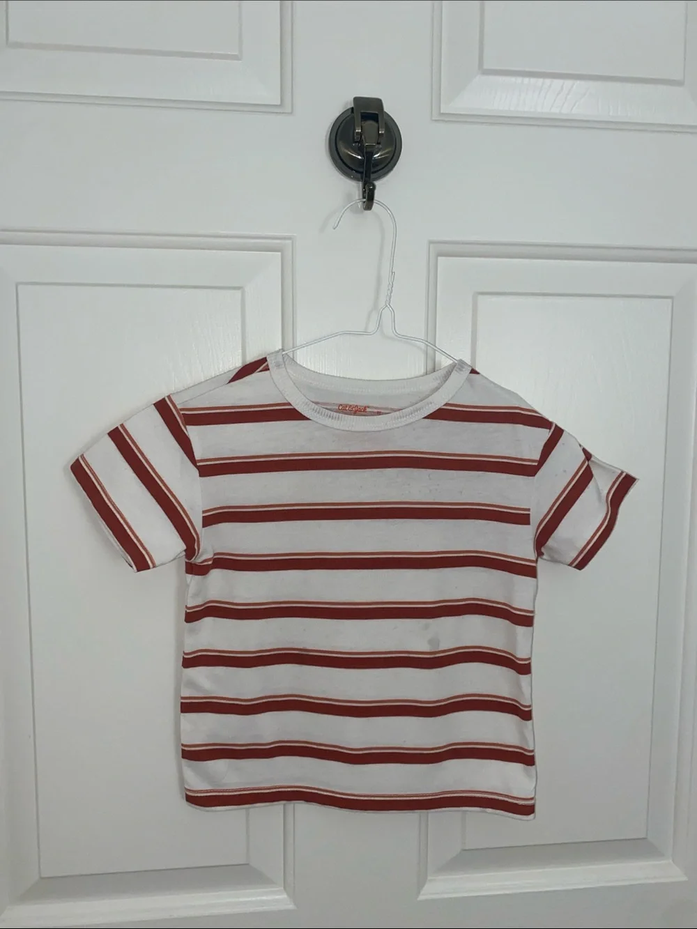 Cat & Jack Red and White Striped Short-Sleeve Tee
